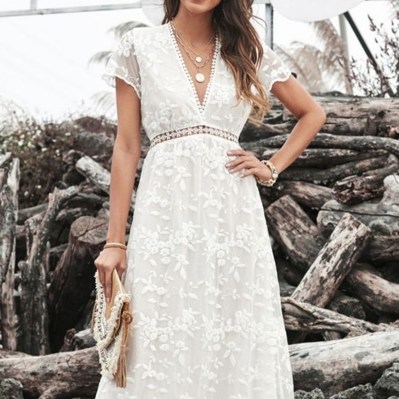 Embroidered Maxi Dress Fully Lined - Picture 7 of 7